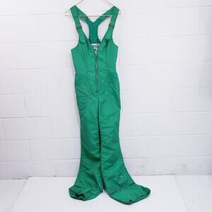 Vintage 80s Gerry Bib Snow Pants Womens Sz Medium Green Suspenders Denver CO USA